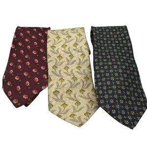 Ermenegildo Zegna 100% Silk Ties Neckties Floral Made In Italy Set of 3